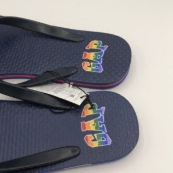 Gap Men's Summer Rainbow Colors Gap Logo  Flip-flops Size 10-11 - Picture 6 of 8